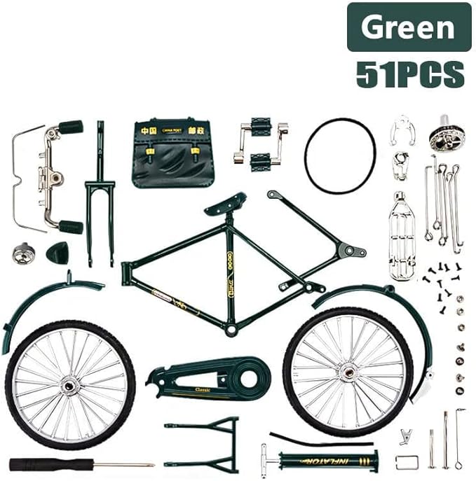 YTCPMHEA DIY Retro Bicycle Model, Metal Alloy, 51 Accessories, Unisex, Non-Riding Toy Vehicle, 11 x 7 x 5.5 in
