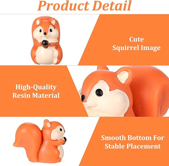 70Pcs Mini Resin Squirrel Figurines, Small Animal Miniatures Tiny Resin Squirrel Bulk for Garden Decor Home Ornaments Micro Landscape DIY Crafts