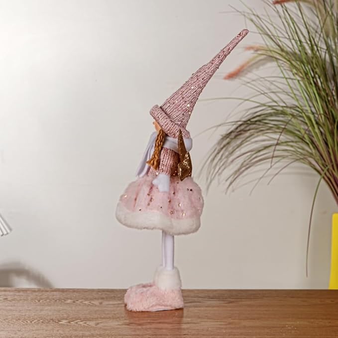 Dedrian11 Christmas Indoor Decor Fabric Angel Doll, Festive Elf Figurine with Whimsical Charm,Ornament & Gift for Women, Christmas Tree Decor & Home Accent (Pink)