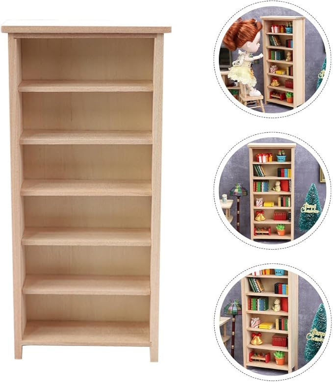 Homoyoyo Doll House Model Doll Storage Cabinet 1 12 Scale Wooden Bookshelf Miniature Wood Furniture Wood Decor Mini Furniture Doll House Furniture Small Wooden Bookshelf Mini House Supply
