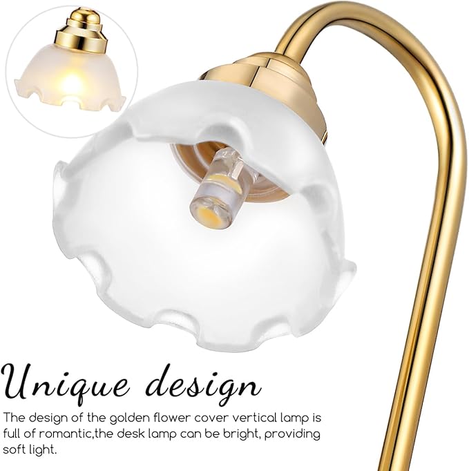 IMIKEYA 2Pcs Miniature Dollhouse Floor Lamps: LED Mini Dollhouse Floor Lights with Stable Metal Base for Doll House Decoration 1 12 Scale Furniture