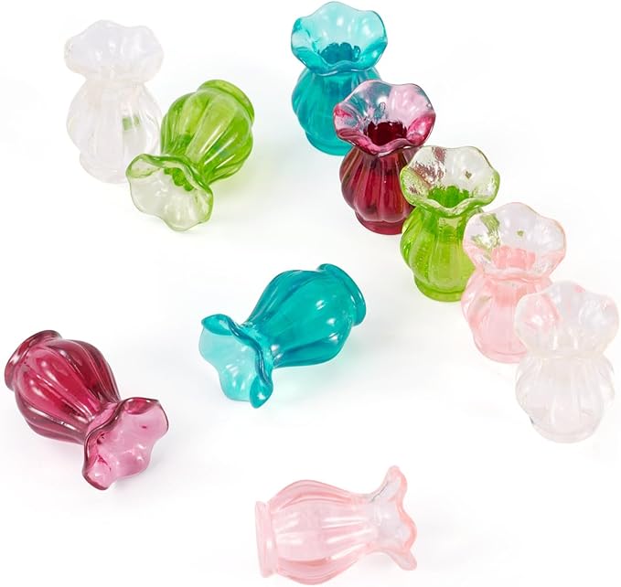 Craftdady 10pcs Vase Miniature Dollhouse Mini Resin Vase Miniature Ornaments Micro Landscape Home Dollhouse Accessories 19.5x13.5 mm for Home Garden Decoration