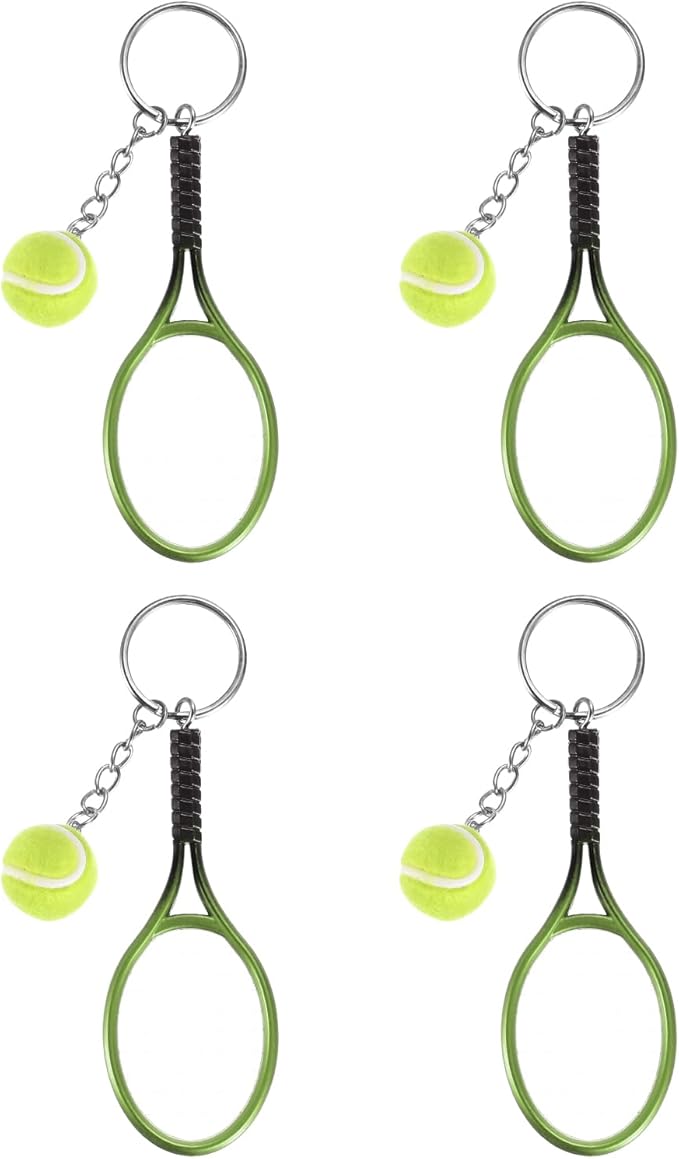 PATIKIL Tennis Keychain, Mini Tennis Racket Keychain Key Ring Tennis Ball Cute Sports Keyrings for Sport Lovers