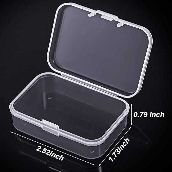 6 Pieces Mini Plastic Clear Beads Storage Containers Box for Collecting Small Items, Beads, Jewelry, Business Cards, Game Pieces, Crafts (2.52 x 1.73 x 0.79 Inch)