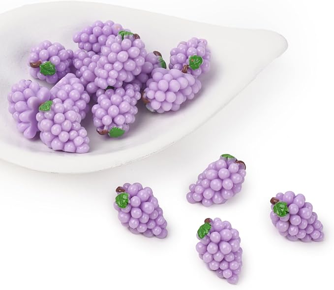 Miniature Artificial Grapes, 15 Pcs Resin Simulation Grapes Artificial Mini Fruit for Home Mini Kitchen Cabinet Props DIY Crafts Decor