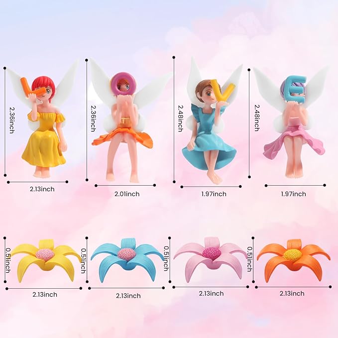 8pcs Fairy Garden Accessories, Mini Fairy Figurines Well-Designed & Handcrafted for Garden Decor Outdoor, Landscape Decor, DIY Craft, Dollhouse, Succulents & Home Decoration