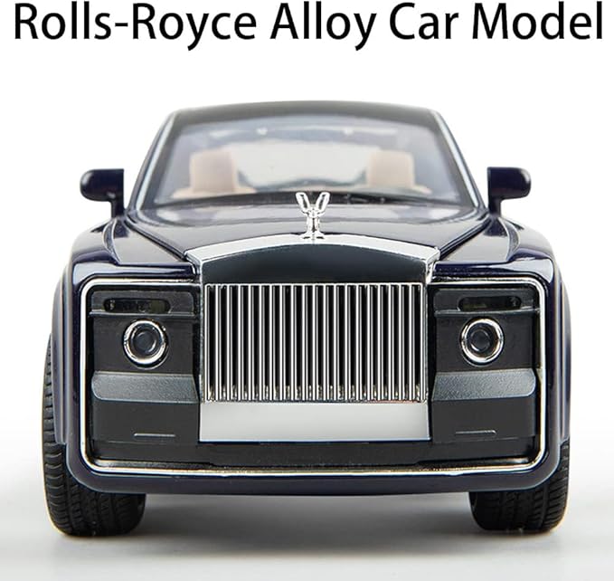 EROCK 1/24 Rolls-Royce Sweptail Toy Car Alloy Diecast Collectible Model Car for Kids Gift, Pull Back Toy Car with Sound and Light, Classic Double Door, Car Logo Can be Folded, Sweptail Black