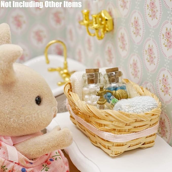 Odoria 1/12 Miniature Basket with Perfume Dollhouse Bathroom Accessories