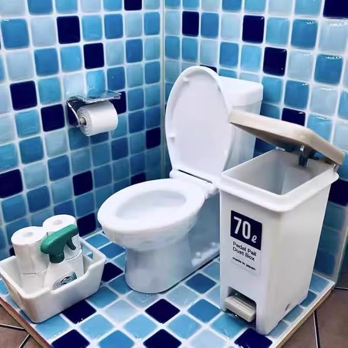 1:12 Scale Miniature Bathroom Toilet - Realistic Dollhouse Furniture for DIY Crafts, Dioramas and Architectural Models