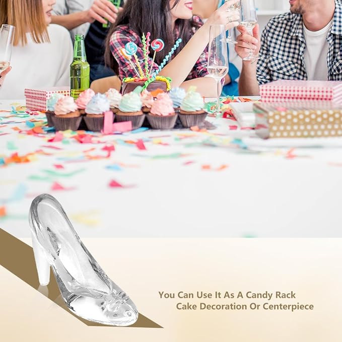 Glass Crystal High Heels, Glass Slipper, Crystal High Heels for Shoes Birthday Decoration Party, Wedding Supplies Decorative Party Decorations, Transparent