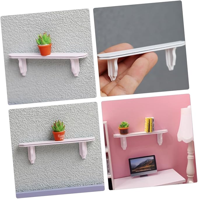 Doll House Wall Shelf Set Miniature Storage Shelves 1:12 Scale Miniature Furniture for Dollhouse