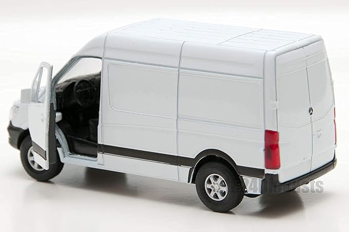 KiNSMART - Mercedes-Benz Sprinter Cargo Van 1:48 O Scale 5" Die Cast Metal Model Toy Van, Pull-Back Action (White)