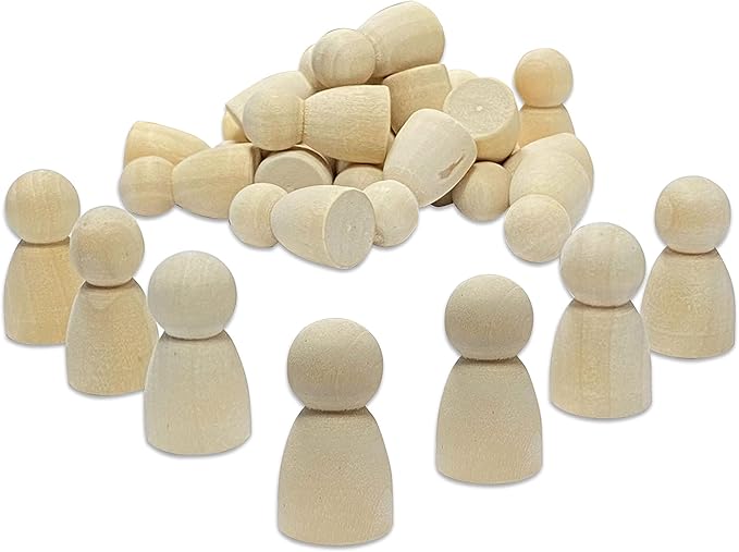 100 Pieces Wood Peg Dolls Unfinished Wooden People Craft Blank Family Figures 5/8 x 1-1/4 inch