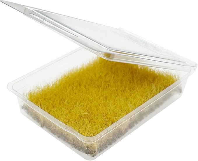 Woohome 2 PCS Model Grass Tufts Resin Static Scenery Model, Artificial Grass for Building Model, DIY Miniature Train Landscape Terrain Railway Scenery Decorations, Yellow