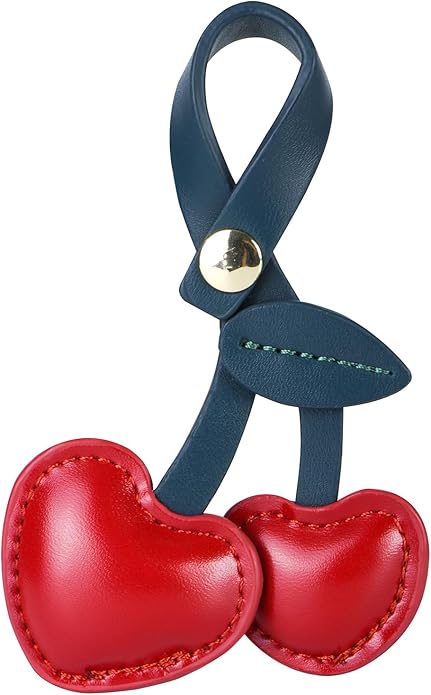 Fuerxy Cute Cherry Charm for Purse Handbags Bag Accessories PU Key Charms