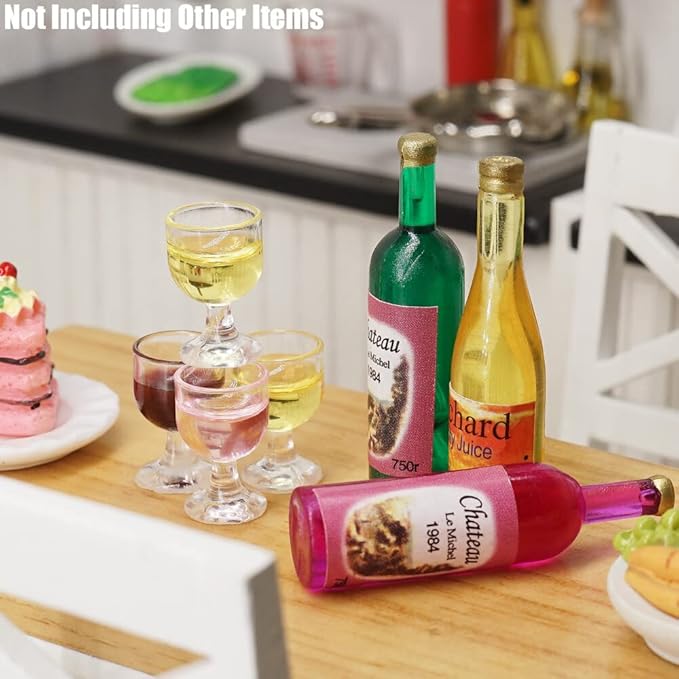Odoria 1/12 Miniature Wine Bottles 6Pcs and Wine Glasses 12Pcs Dollhouse Decoration Accessories