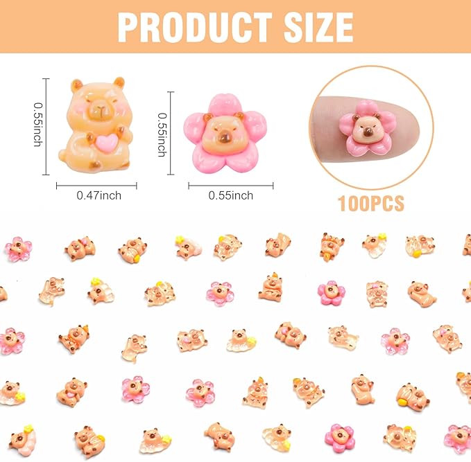100 Pieces Tiny Flower Capybara for Dollhouse Miniatures Resin Animals for Crafts Mini Capybara for Fairy Garden Micro Landscaping Decoration