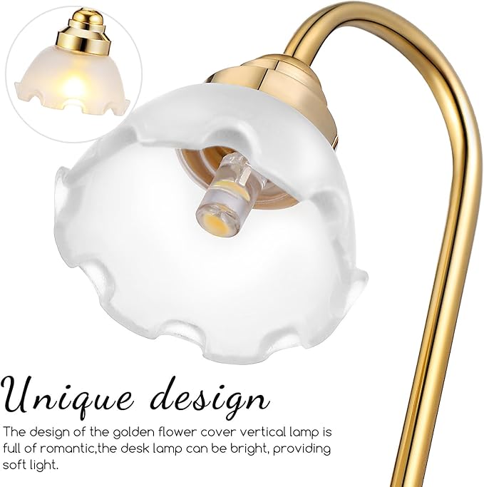 2pcs Miniature Dollhouse Lamp 1:12 Scale Led Dollhouse Lighting Mini Table Lamp Ornament Battery Operated