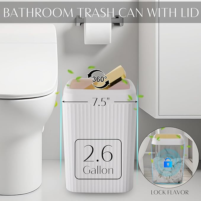 WSBArt 17PCS Bathroom Accessory Set Bathroom Set Gold Bathroom Accessories,Toilet Brush, Trash Can, Qtip Holder Dispenser& 3PCS Soap Dispenser