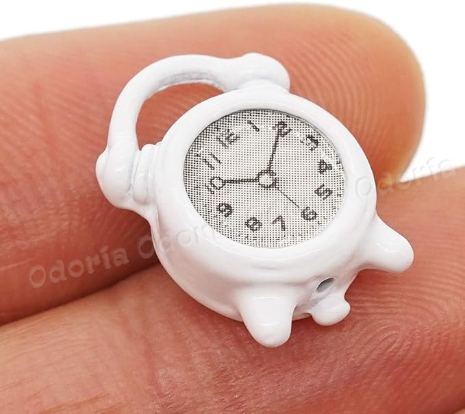 Odoria 1/12 Miniature Alarm Clock Dollhouse Decoration Accessories, White