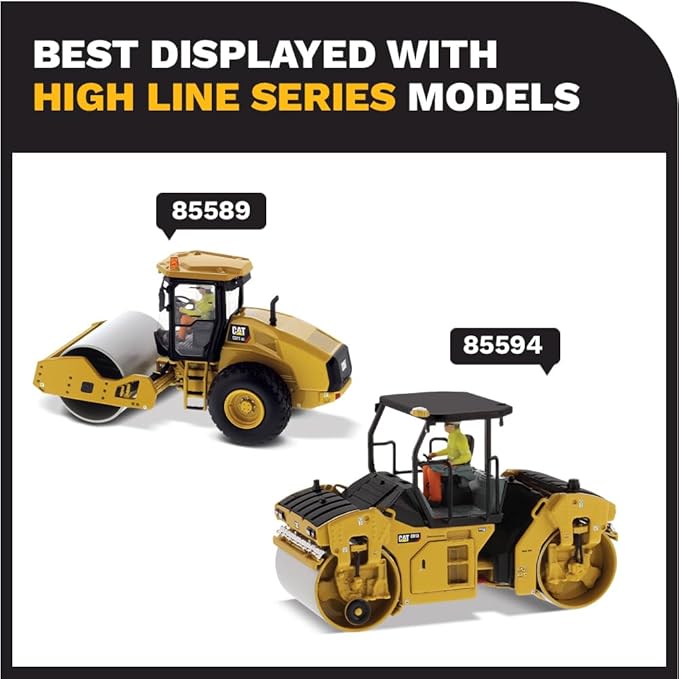 Diecast Masters 1:50 Scale Caterpillar CB-13 Vibratory Compactor with Enclosed Cab | High Line Series Cat Trucks & Construction Equipment | Model 85595