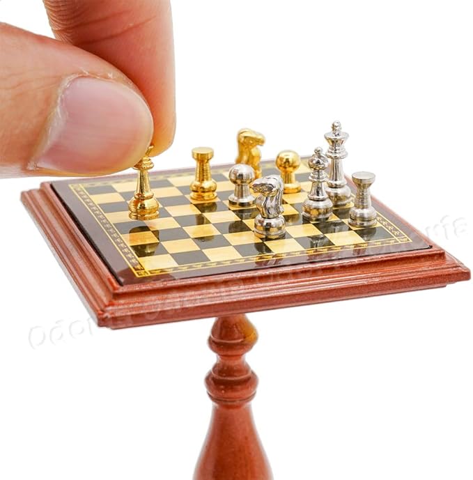 Odoria 1/12 Miniature Chess Games with Magnetic Table Dollhouse Decoration Accessories