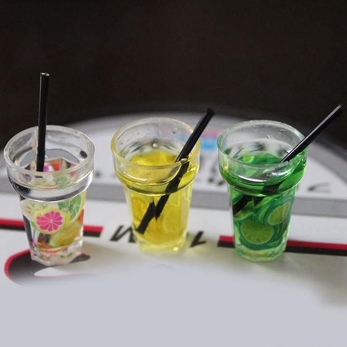 9Pcs 1:12 Miniature Dollhouse Juice Drink Cups Colourful Simulation Drink Wine Glass Model for Mini House Dining Hall Decoration