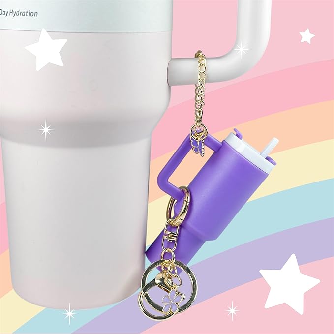 ERTUNA Mini Tumbler Keychain Accessories for Stanley Cup, 2 Way Cute Charms Chapstick Lip Balm Holder for Women Purse Handbag