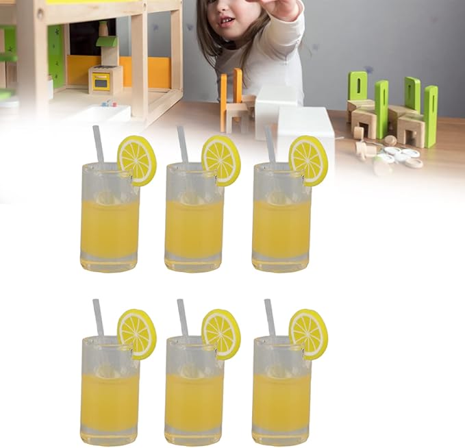 LBEC Miniature Lemonade Glasses, Resin Pack of 20 Dollhouse Lemonade Glasses for Decoration