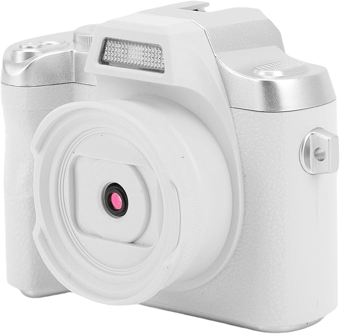 Zunate Mini Keychain Camera, 48MP HD Mini Retro Digital Camera, Portable Small Cameras Vintage Compact Micro Cameras, 1.54 inch HD Screen for Travel Study Recording (White)