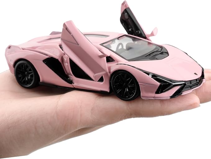 BDTCTK 1/36 Lamborghini Sián FKP37 Diecast Car Models, Zinc Alloy Toy Pull Back Vehicles Toy Cars for Toddlers Kids Boys Girls Gift (Pink)