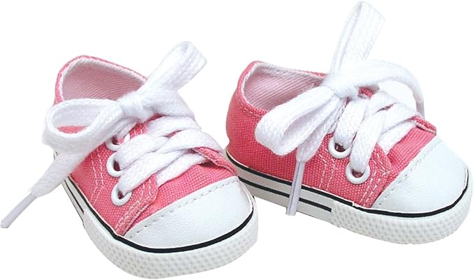 Sophia's Pink Canvas Sneaker with Laces and Imitation Leather Toe Cap Shoes Accessory for 18" Dolls, Light Pink
