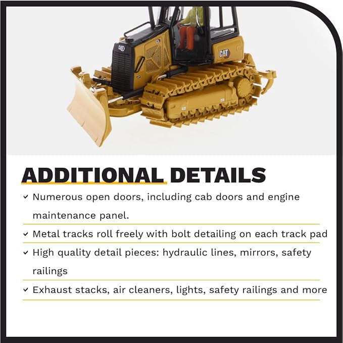 1:50 Caterpillar D3 Dozer - High Line Models by Diecast Masters - 85673 - Metal Tracks, Opening Engine Compartment and Engine Detail