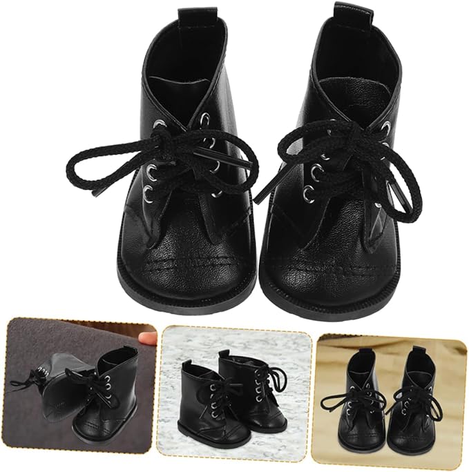 HANABASS 2 Pairs 18 Inch Doll High Top Boots Shoes Girls Pu Leather Fashion Clothing Accessories for Dollhouse Dress up Play