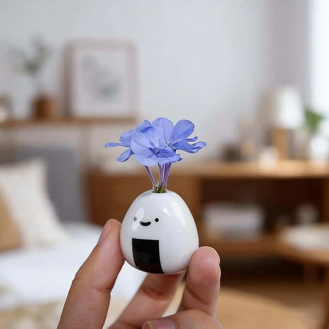 5 PCS Mini Onigiri Flower Vase Set - Cute Japanese Handmade Bud Vases Bulk for Dried Flowers, Small Centerpiece Vase for Coffee Table Living Room Home Decor, Unique Japandi Tiny Ceramic Vases