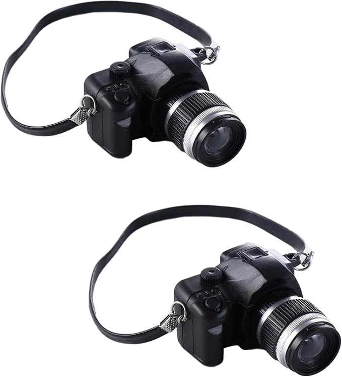 2Pcs 1:4 Scale Mini Camera Prop Ornament Vintage Camera Model, Miniature Digital Camera Mini Decoration Accessories Photography Props Ornament(Style 4)