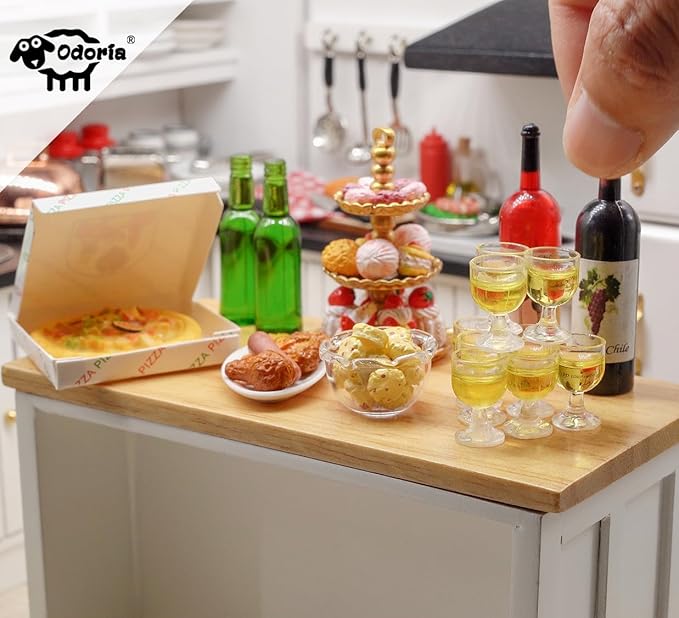 Odoria 1/12 Miniature Glass Food Jars with Fruit Slices 4Pcs Mini Jar Miniatures Dollhouse Decoration Accessories Doll House Accessory