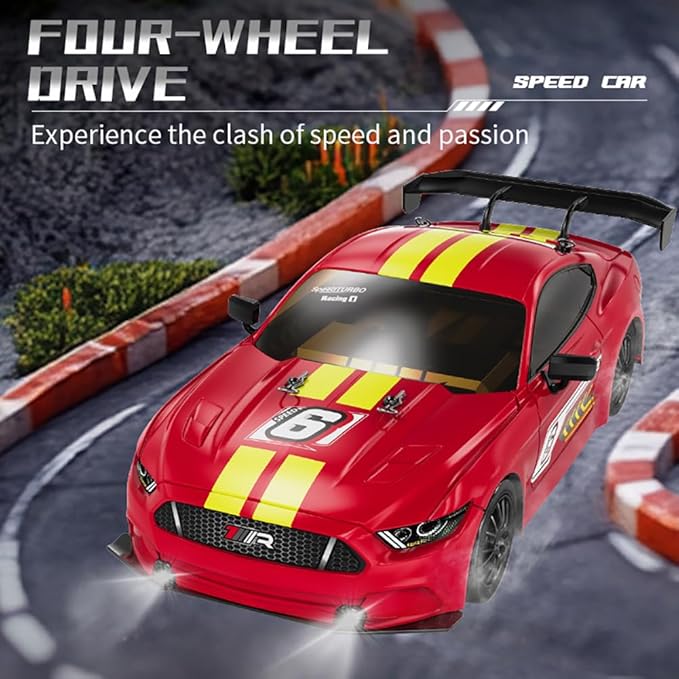 KF28 1/16 Scale Drift RC Car with Full Proportional RTR 2.4GHZ Remote Control and APP Control Speed Racing Cars (Red)