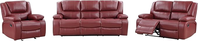 Coaster Home Furnishings Camila 3-Piece Upholstered Reclining Sofa Set Red 610241-S3