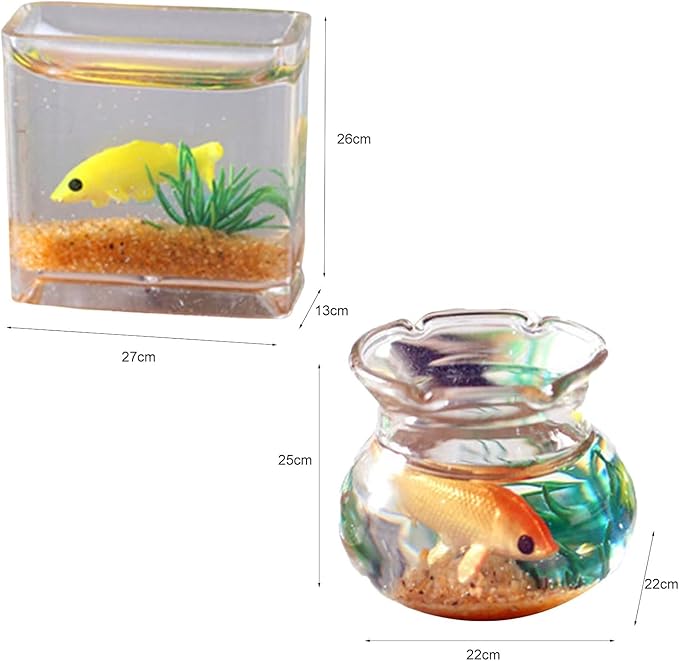 1pc Multicolour Dollhouse Miniature Goldfish Bowls with Smooth Surface, Realistic Chic Resin Dollhouse Fish Tank Accessories for Garden Scene Decor,1.06" x 0.51" x 1.02" Décor
