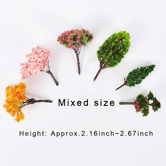 HUIANER Miniature Fairy Garden Tree Plant Ornament, Miniature Dollhouse Pots Decor Moss Micro Landscape DIY Craft Garden Ornament 12 Pcs