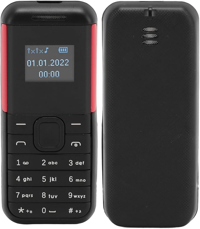 GOWENIC Small Mini Phone, 2G GSM Dual SIM Unlocked Smartphone, 0.66inch Screen 380mah Kids Small Smartphone, Bluetooth Sound Player Basic Phone (Black Red)