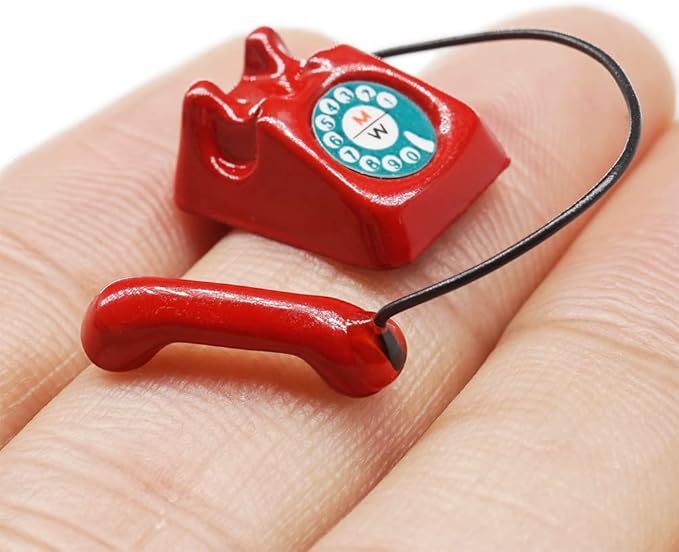 Odoria 1/12 Miniature Telephone Dollhouse Decoration Accessories, Red