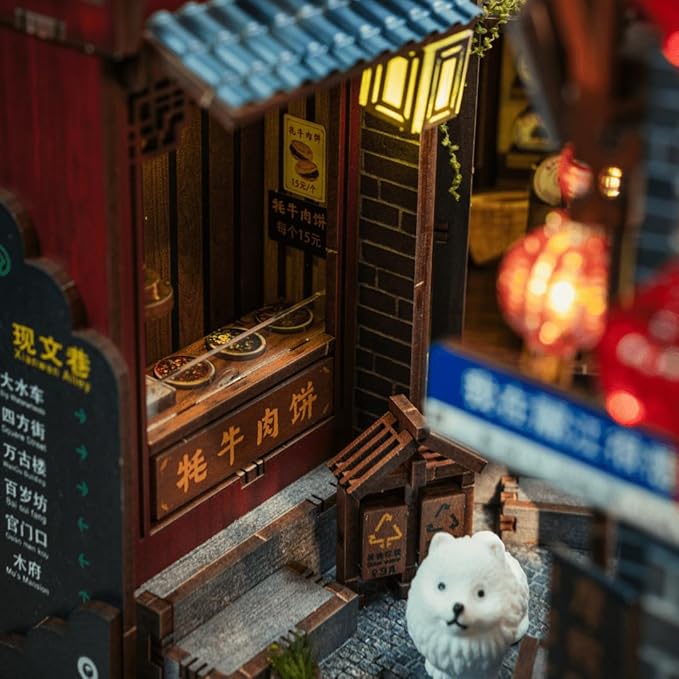Anavrin Book Nook Kit Lijiang Ancient Town DIY 3D Wooden Puzzle Booknook for Adults, Teens and Book Lovers, Bookshelf Insert Library Decor, Creative Gift for Family, Friends, and Elderly