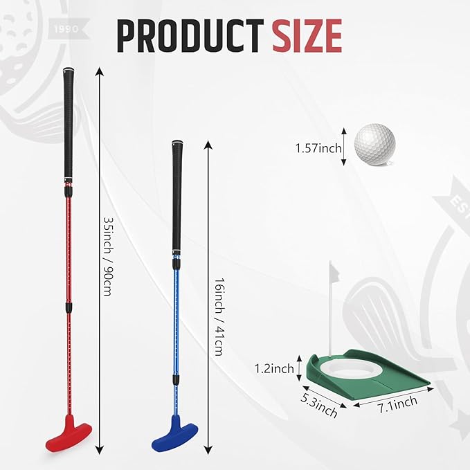 MultiOutools Golf Putters for Men and Women, 2 Pack Adjustable Golf Club Sets with 6 Balls & 2 Flag Cups, Two-Way Mini Putters Training Clubs for Children, Teenagers, Adults