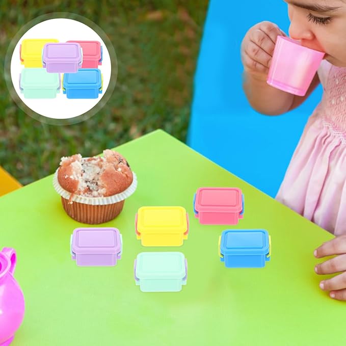 5pcs Mini Doll House Storage Boxes Lids Small Plastic Containers for Boys and Girls DIY Play for Doll House Miniatures and Accessories