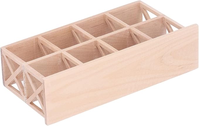AMONIDA Dollhouse Mini Shelf Rack, 8 Grids Decorative 1: 12 Scale Furniture Plain Color Dollhouse Wood Storage Rack for Living Room