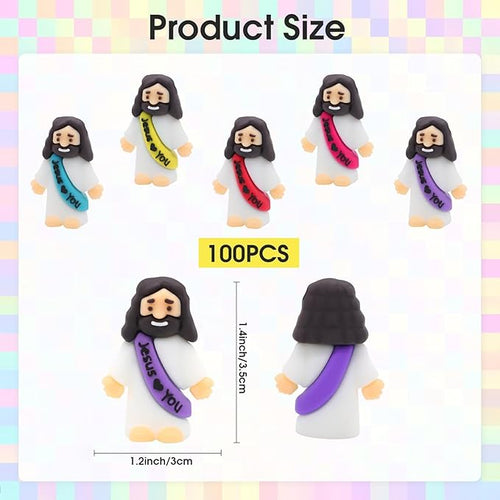 100 Pack Little Jesus Figurines in Bulk, Pocket Jesus Loves You, Jesus Small Figures, Little Tiny Jesus Figures for Church Christmas Party Favors Baptism Gifts (100)