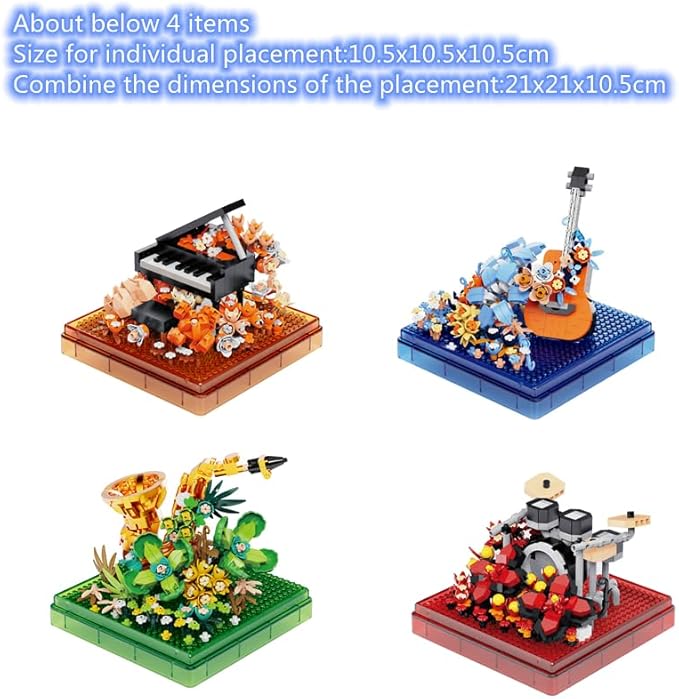 Kadablk Musical Instruments Micro Block Building Sets,Classical Famous Building Block Set,3000 PCS for Adults and Teens,Piano,Saxophone,Guitar and Drum Set with Clear Plastic Cover