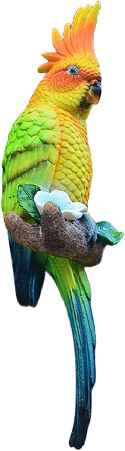 coolboy Hanging Parrot Decor,Tropical Real Resin Bird Figurines,Bird Statues,Parrot Sculpture Home Decor,Perfect for Yard Ornaments,Tree Decorations Outdoor,Patio,Lawn,Tree Trunk, Porch